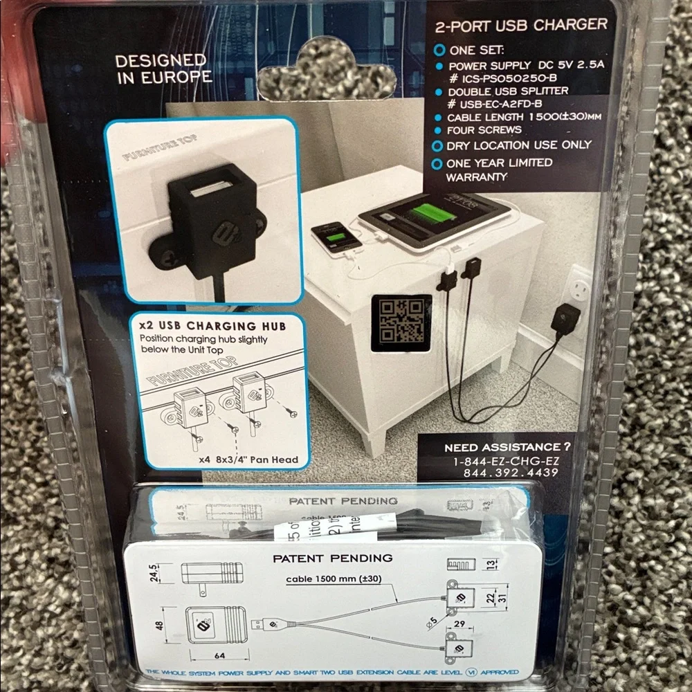 2-Port USB Charger with Cable and Mounting System